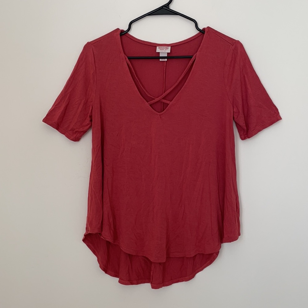 Target Mossimo Stretchy Orange Cross Tee Shirt
